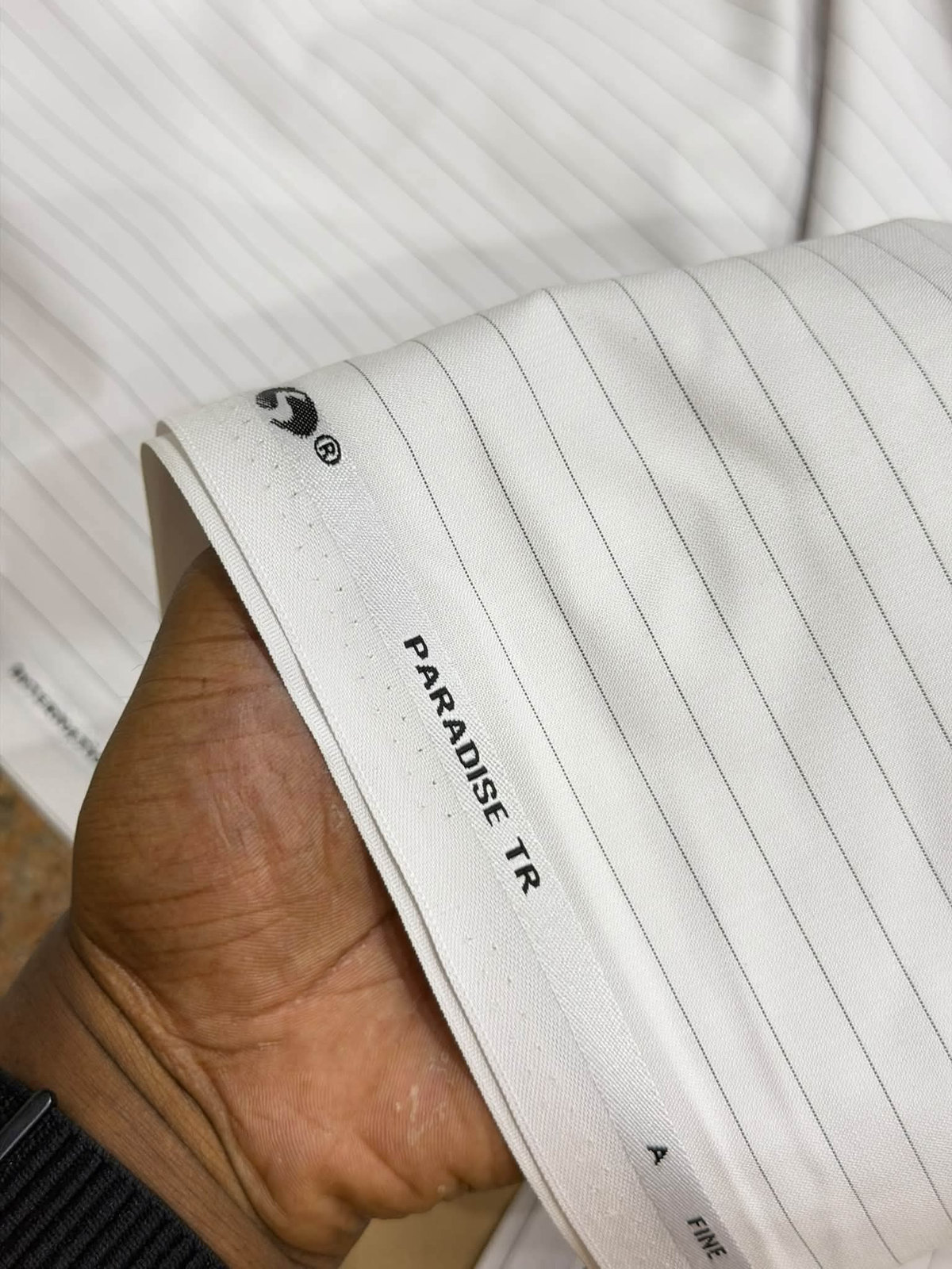 White Paradise TR striped fabric